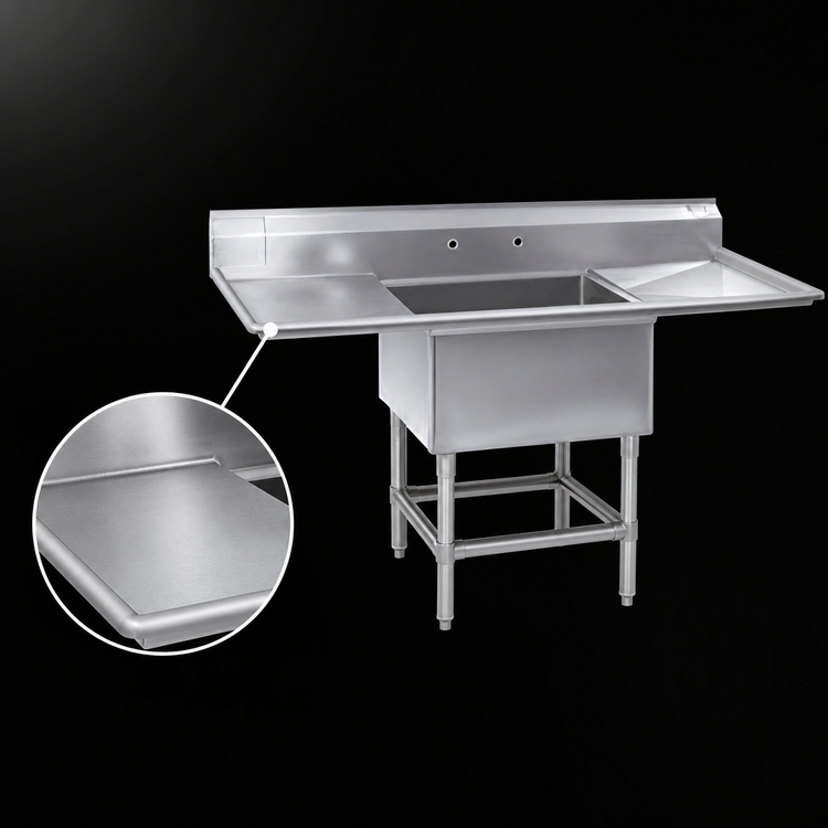 Product image #3 for Spec-Master 1-Compartment Stainless Steel Sink with Right Drainboard, 63-1/2-Inch W x 31-Inch D