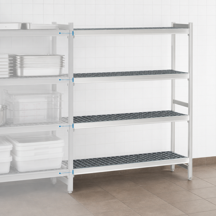 Product image #3 for Fermostock 4-Tier Polymer Shelving Add-On Expansion Kit, 64 x 14 x 71 Inches, Gray