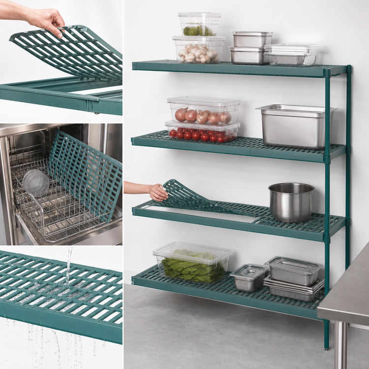 Product image #3 for Metro Super Erecta Pro 18"W x 24"D x 74"H 4-Shelf Green Stationary Polymer Add-On Shelving Unit