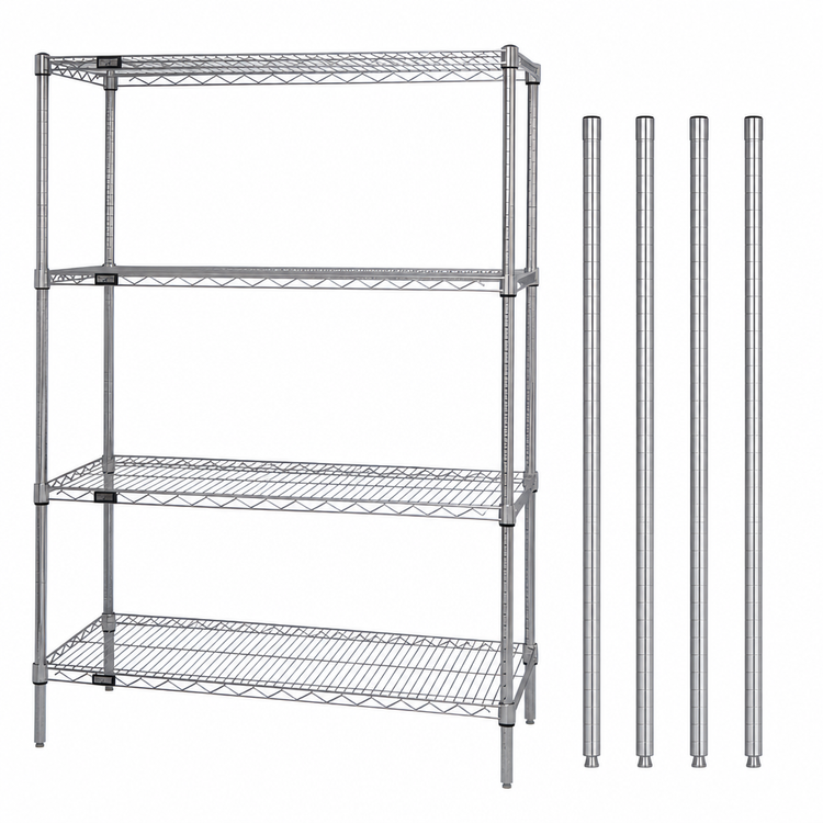 Product image #3 for Quantum 72" x 18" x 54" Wire Shelving Starter Kit, 4-Shelf, 304 Stainless Steel