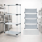 Thumbnail image #3 for Quantum WR63-2424SG Stationary Solid Shelving Starter Kit, 24"W x 24"D x 63"H, 4 Shelves, Galvanized Steel, Chrome Posts