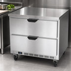 Thumbnail image #3 for Beverage Air WTRD36AHC-2-FLT 36-Inch One-Section Worktop Drawer Refrigerator, Flat Top, 2 Drawers, Self-Contained R290, 8.5 Cu. Ft.
