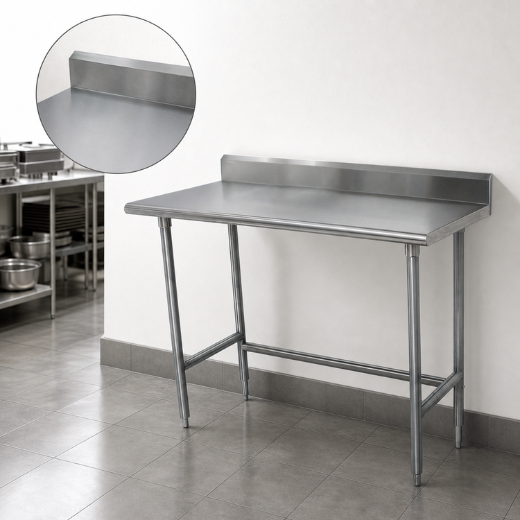 Product image #3 for Advance Tabco Special Value Series 30" x 24" Open Base Stainless Steel Work Table with 5" Backsplash