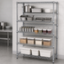 Thumbnail image #3 for Quantum Slanted Shelf Cart with 2 Flat Shelves and 3 Slanted Shelves, 48 Inch W x 18 Inch D x 69 Inch H, Chrome Plated Finish