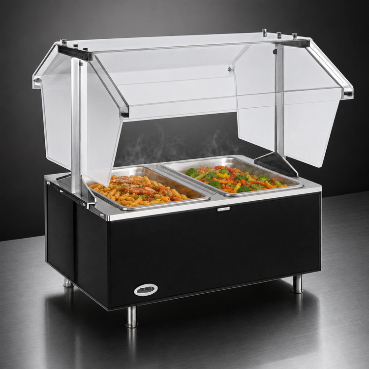 Product image #3 for Eagle Service Mate Deluxe Countertop Buffet Hot Food Table, 2-Well, Double-Sided Sneeze Guard, 208V
