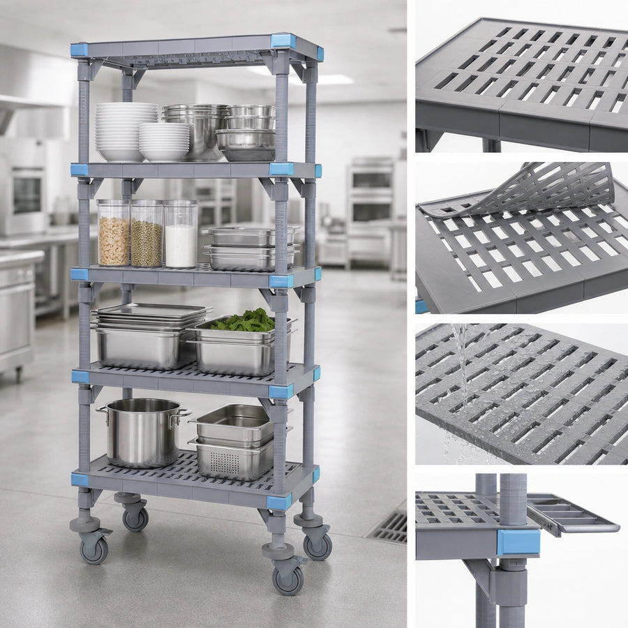 Five Open Grid Shelves