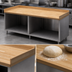 Thumbnail image #3 for BK Resources 96-Inch x 30-Inch Hard Maple Top Chef Table with Open Front Stainless Steel Cabinet Base