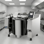 Thumbnail image #2 for Firex (Middleby) Baskett UPRIG122_V1 122 Gallon Gas Indirect Heat Tilting Kettle, 316 Stainless Steel Liner, Programmable Touchscreen Controls