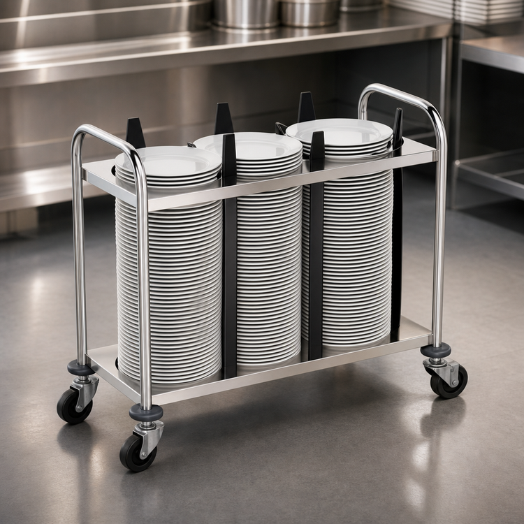 Product image #3 for Atlas Metal MOPD4-5 4-Stack Mobile Open Plate Dispenser, Unheated, for 5-Inch Diameter Dishes