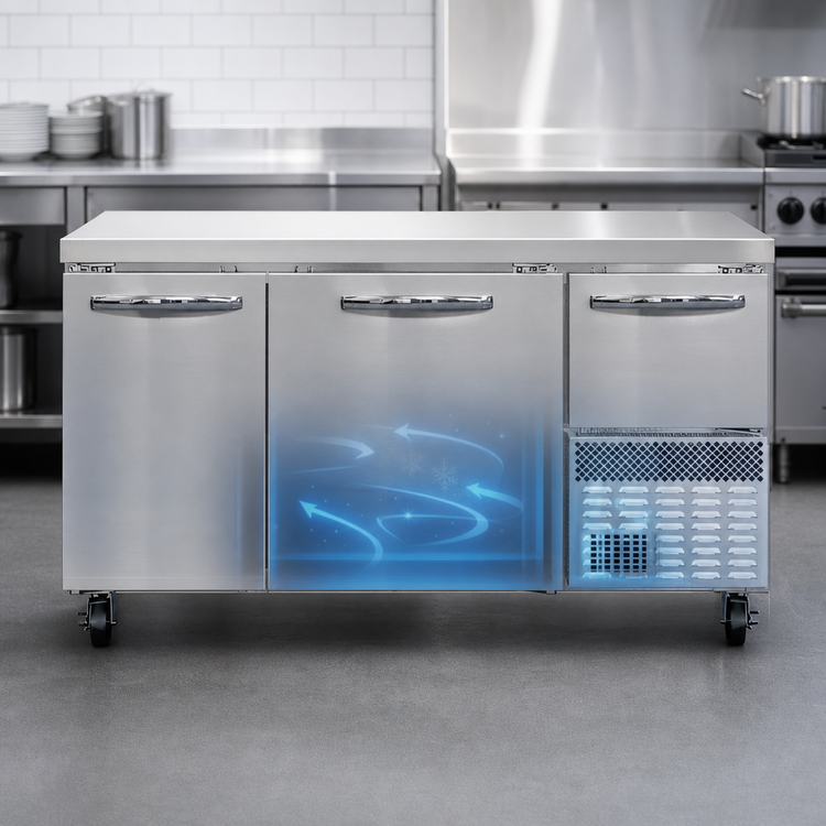 Product image #3 for Continental Refrigerator FA60N 60" 2-Section Freezer Base Worktop Unit with Solid Doors