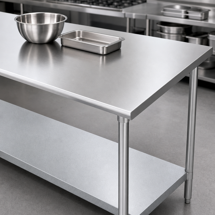 Product image #3 for Duke 72-Inch Stainless Steel Top Work Table with Galvanized Undershelf