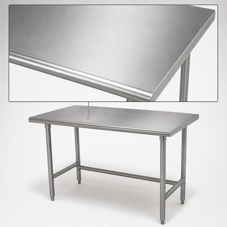 Product image #3 for Advance Tabco TAG-364 48" x 36" Flat Top 430 Stainless Steel Work Table with Galvanized Open Base