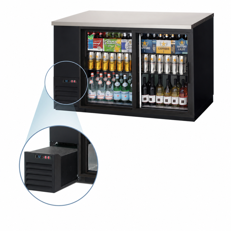 Product image #3 for Everest Refrigeration EBB59G-SD Two-Section Sliding Glass Door Back Bar Cooler, 24 Inch Deep, 17 Cu. Ft.