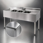 Thumbnail image #3 for Eagle Group 2200 Series B3R-2-22 36-Inch Two-Compartment Underbar Sink with Right Drainboard, 304 Stainless Steel, 10-Inch Deep Bowls