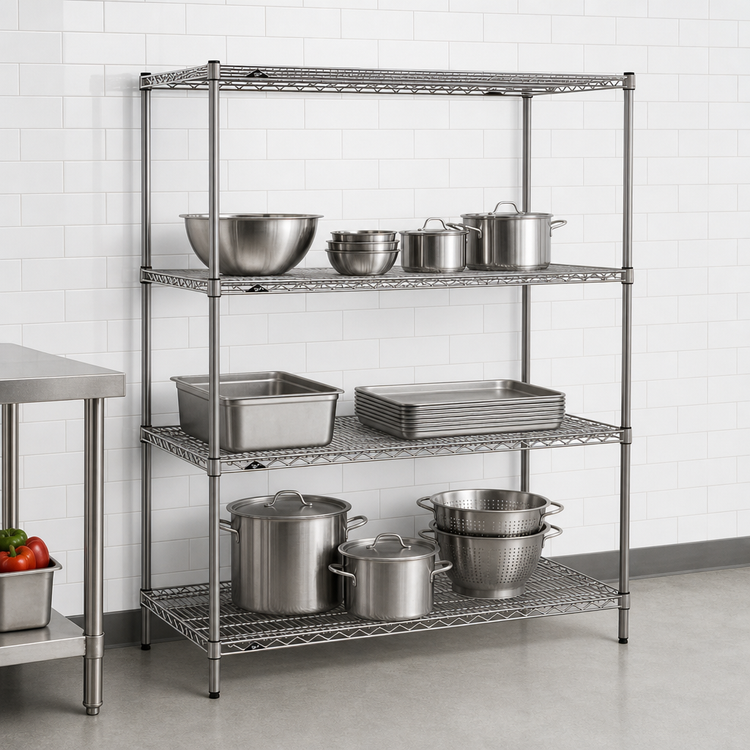 Product image #3 for Metro Super Erecta 54-Inch Wide x 21-Inch Deep x 63-Inch High 4-Shelf Wire Shelving Starter Unit