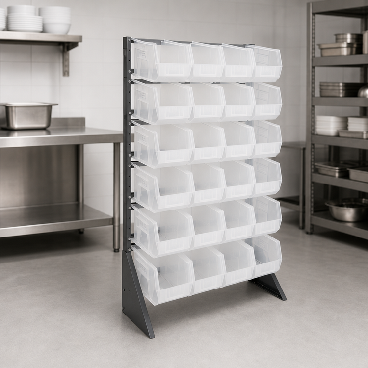 Product image #3 for Quantum Single-Sided Rail Rack with 12 Rails and 24 Clear Bins