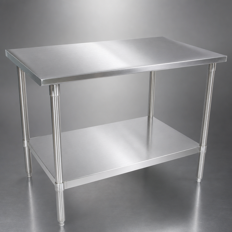 Product image #3 for John Boos Stallion 144-Inch x 24-Inch 16-Gauge Stainless Steel Flat Top Work Table with Galvanized Legs and Adjustable Undershelf