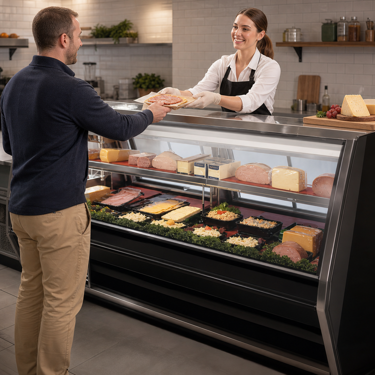 Product image #3 for Howard-McCray 40E Series SC-CDS40E-10-BE-LED Full-Service Deli Meat & Cheese Service Case, 124-1/2-Inch, Straight Glass, Self-Contained Refrigeration