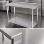 Thumbnail image #3 for Advance Tabco Special Value Series FLAG-366-X 72" x 36" Stainless Steel Work Table, 16 Gauge 430 Top, Backsplash, Undershelf
