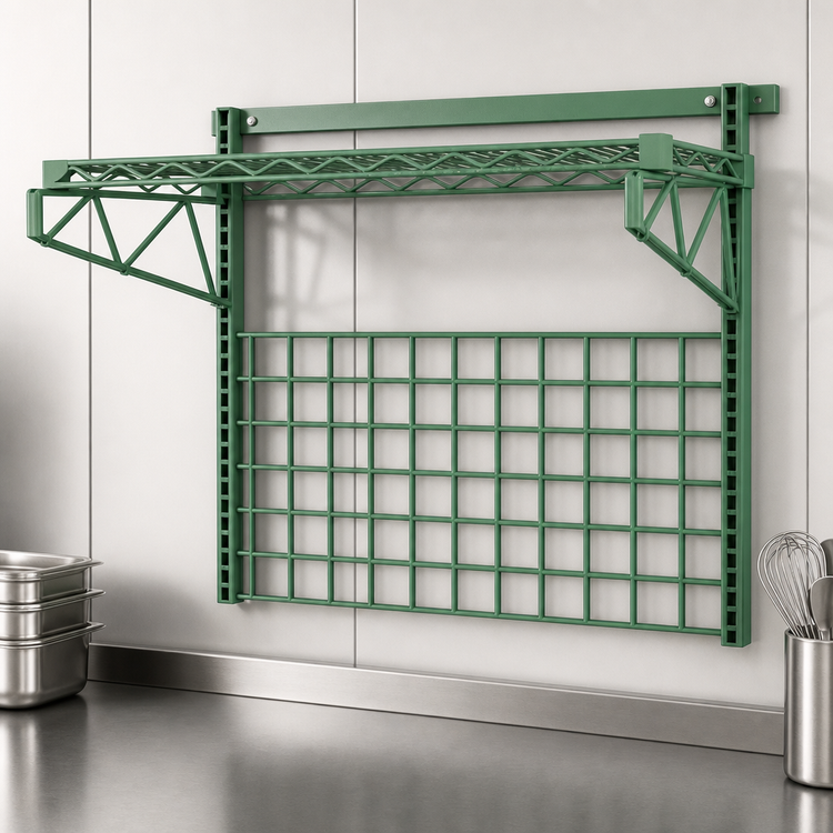 Product image #3 for Metro SmartWall Medium Duty Wall-Mounted Task Station Starter Unit with Wire Shelf and Grid