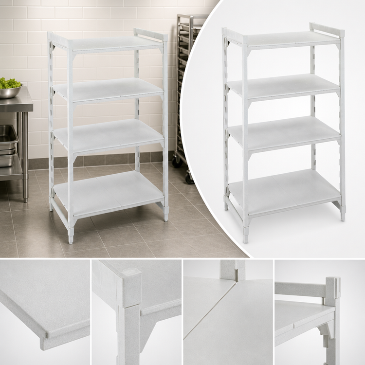 Product image #4 for Cambro Camshelving Premium 4-Shelf Solid Stationary Starter Polymer Shelving Unit, 21 x 60 x 72 Inches, Speckled Gray