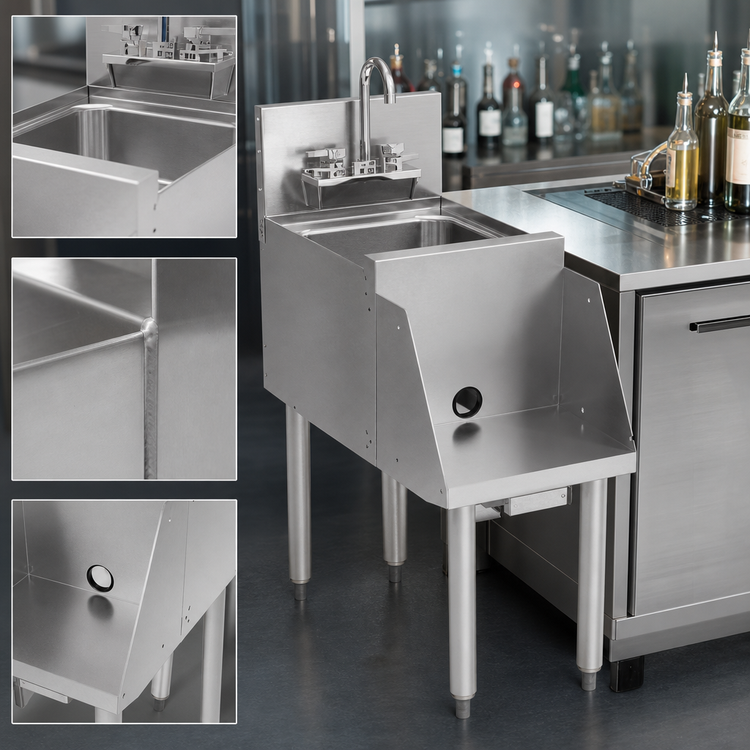 Product image #4 for Top Shelf TSF18BS 18-Inch Freestanding Stainless Steel Underbar Blender Station with Dump Sink