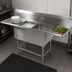 Thumbnail image #3 for John Boos Pro-Bowl 2-Compartment Floor Model Stainless Steel Sink with Dual Drainboards and 10-Inch Backsplash