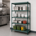 Thumbnail image #3 for Quantum Stationary 5-Tier Wire Plastic Mat Shelving Unit, 60W x 18D x 74H, Green Epoxy Antimicrobial