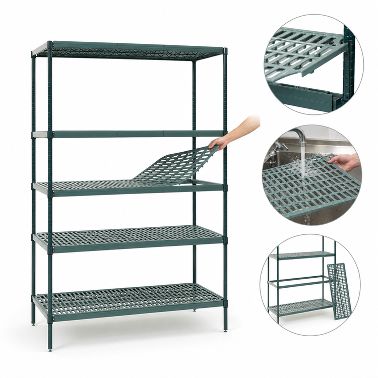 Product image #3 for Super Erecta Pro 48"W x 18"D x 74"H Stationary Polymer Shelving Unit with 4 Shelves