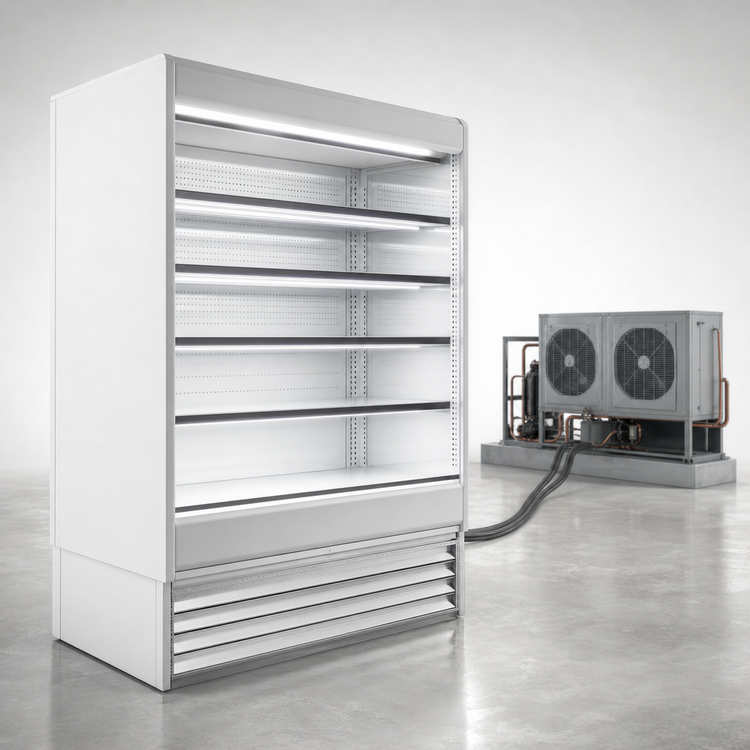 Product image #3 for Howard-McCray 35E Series Dairy Remote Open-Air Merchandiser, Straight-Sided Endless Design, 123"W x 78.5"H, LED Shelves