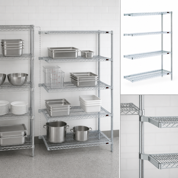 Product image #3 for Eagle Group 4-Tier Add-On Wire Shelving Unit, 48W x 21D x 74H, Stainless Steel Finish
