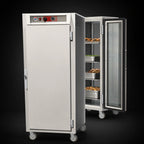 Thumbnail image #3 for Metro C5 C569-SFS-LPFC Full-Height Pass-Thru Heated Holding Cabinet, 35 Full-Size Pan Capacity, Solid Front/Glass Rear Door, Mobile