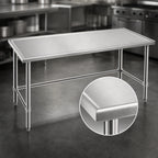 Thumbnail image #3 for Eagle Group Spec-Master T36120STEM Stainless Steel Work Table, 120 x 36 in, 14-Gauge 300 Series Top, Marine Edge, Open Base