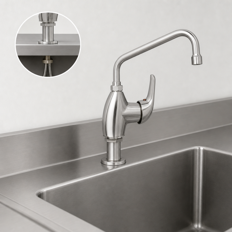 Product image #3 for EverSteel Stainless Steel Single-Hole Deck Mount Single Lever Manual Faucet with 8-Inch Swing Nozzle