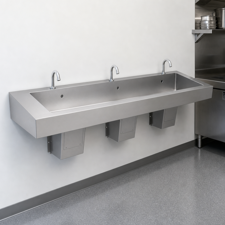 Product image #3 for 90-Inch Wall-Mounted ADA-Compliant Stainless Steel Scrub Hand Sink with 1 Station