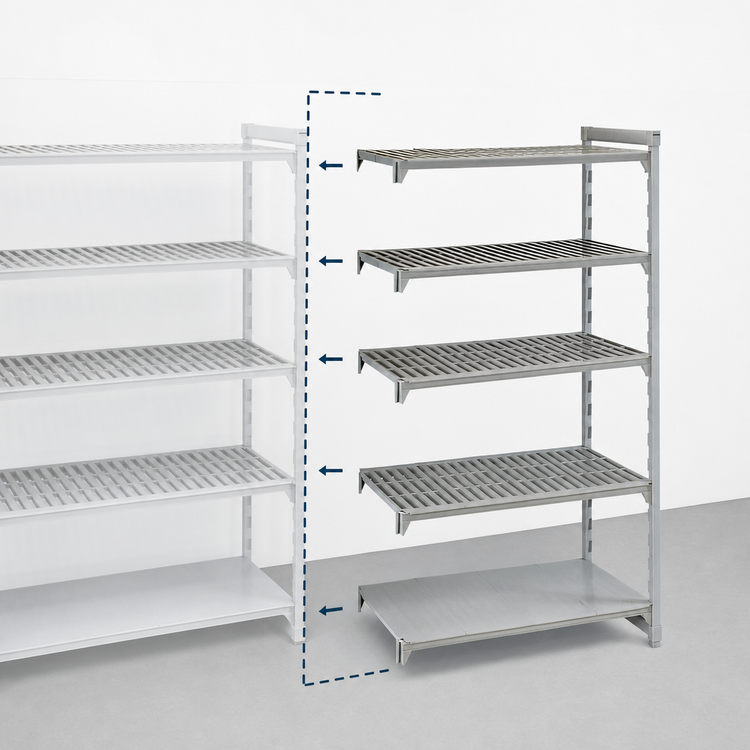 Product image #4 for Cambro Camshelving Premium 21-Inch x 36-Inch x 84-Inch 5-Tier Add-On Polymer Shelving Unit, Vented and Solid