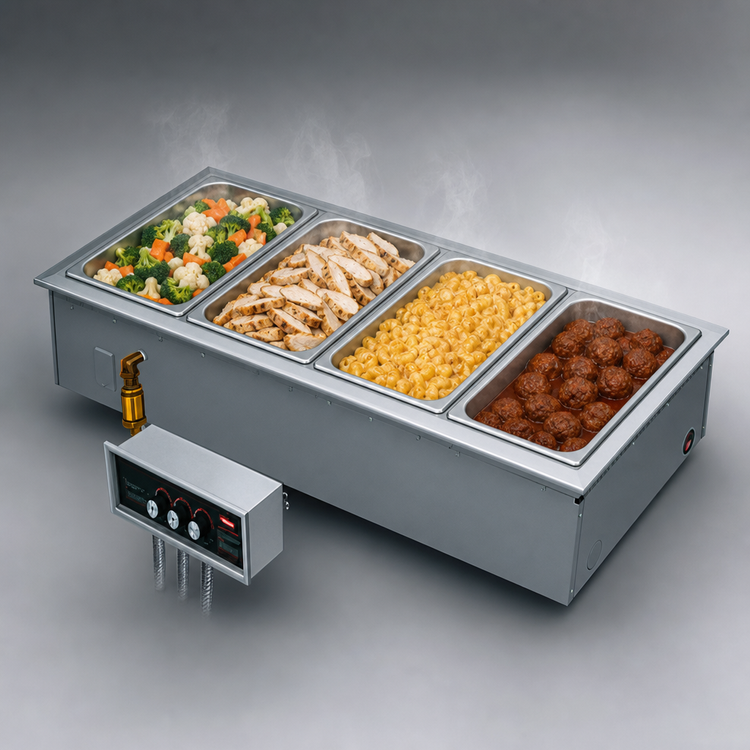 Product image #3 for Hatco HWBI43-4MA Drop-In Modular/Ganged Heated Well, 4-Pan 4/3-Size Capacity, Manifold Drain & Auto-Fill