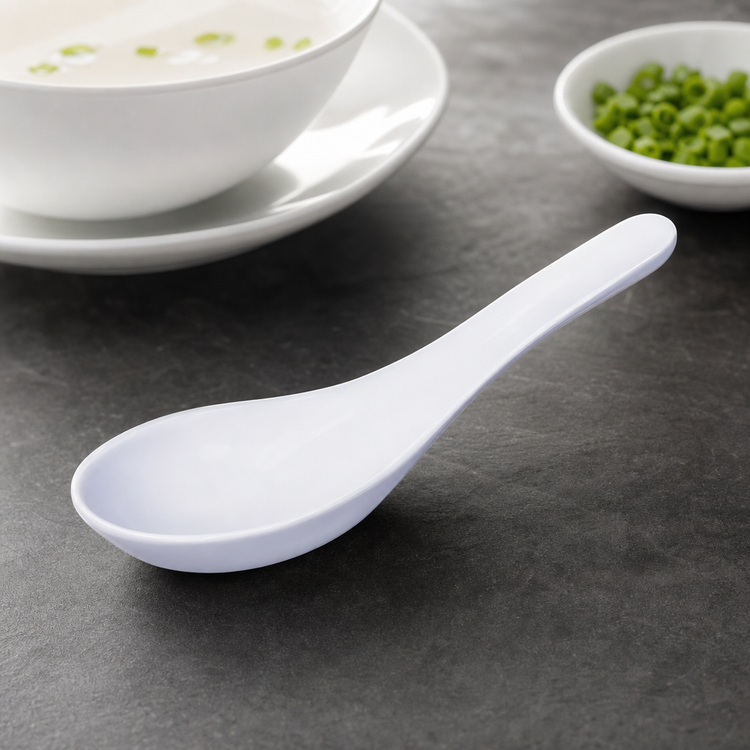 Product image #3 for Chinese Soup Spoon, 5 Inch, 2/3 oz Capacity, Ceramic, White, Case of 40 Dozen