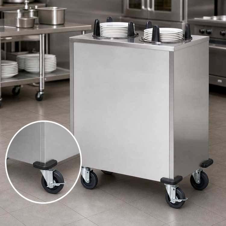 Product image #3 for Dinex Mobile Enclosed Unheated 3-Silo Plate Dispenser for 9-1/8-Inch Round Plates