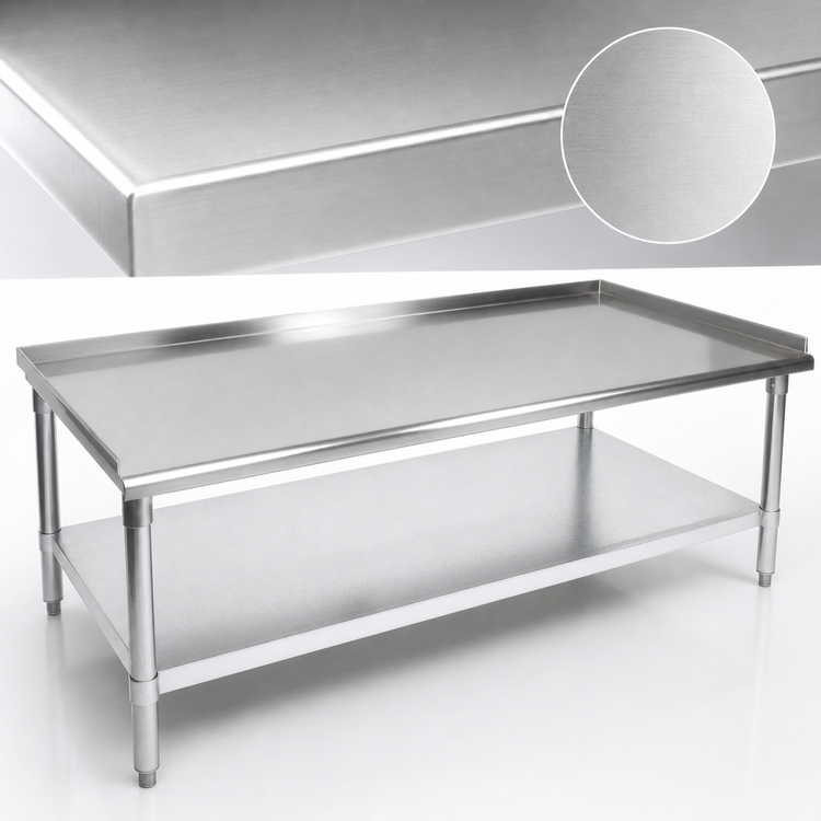 Product image #3 for John Boos 36"W x 30"D x 24"H Stainless Steel Equipment Stand with Adjustable Undershelf and Upturned Back & Sides