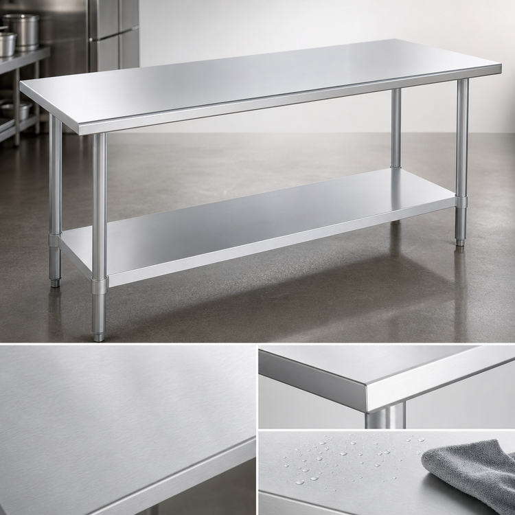 Product image #3 for Duke Stainless Steel Work Table with Undershelf, 84 x 30 x 36 Inches