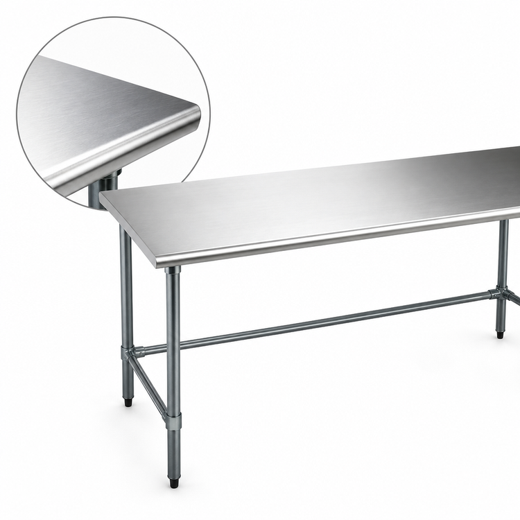Product image #3 for Eagle Group BlendPort Deluxe Series 72 x 24 Inch 16-Gauge 300 Series Stainless Steel Work Table with Open Galvanized Base