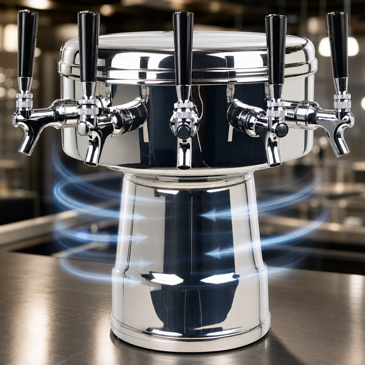 Product image #3 for Micro Matic Mushroom Countertop Air-Cooled Draft Beer Tower with 5 Stainless Steel Faucets