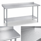 Thumbnail image #3 for Duke Manufacturing 416-30108-2R 108-Inch x 30-Inch Stainless Steel Work Table with 1-1/8-Inch Straight Riser and Galvanized Undershelf