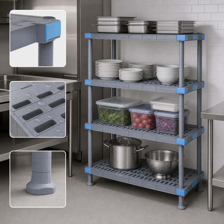 Product image #3 for Quantum Millenia 4-Shelf Polymer Stationary Starter Shelving Unit, 36"W x 18"D x 50"H