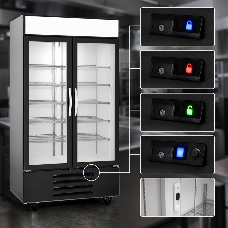 Product image #3 for Beverage-Air MarketMax IQ Two-Section Reach-In Glass Door Freezer Merchandiser, 44 Cu. Ft., Bottom-Mounted Refrigeration, Black