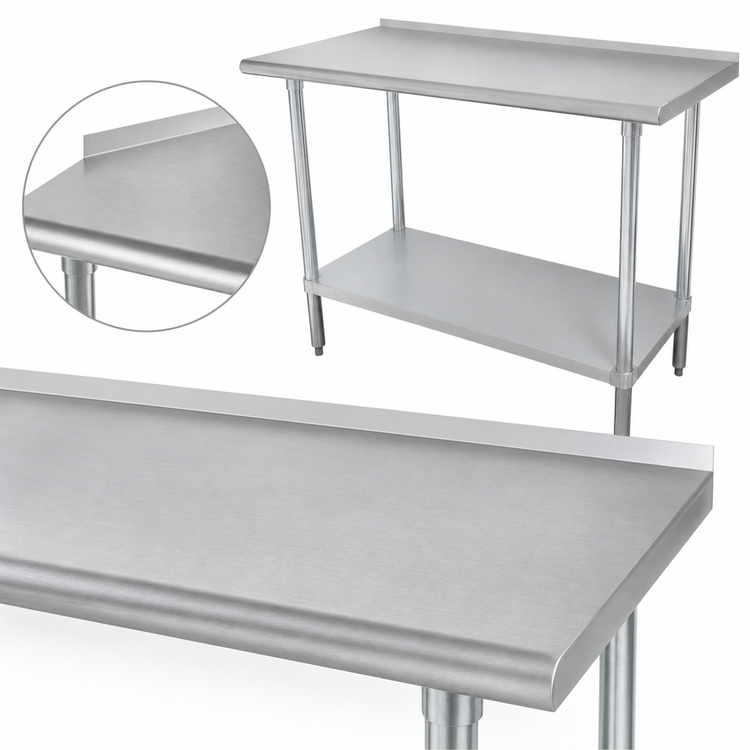 Product image #3 for Advance Tabco Special Value Series Stainless Steel Work Table with 1-1/2 Inch Rear Backsplash, 48 x 24 Inches