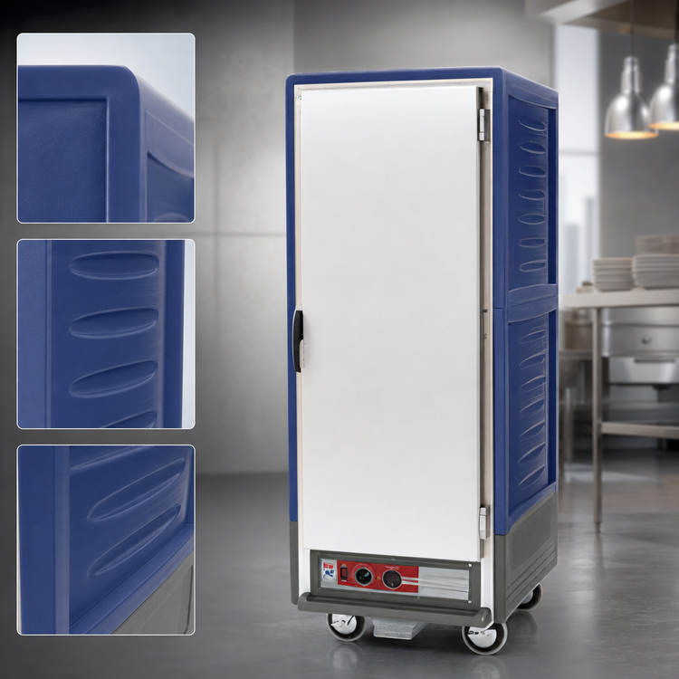 Product image #3 for Metro C5 Insulation Armour 3 Series Full-Height Low-Watt Mobile Heated Holding Cabinet, Solid Door, Blue