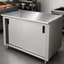 Thumbnail image #3 for Advance Tabco Special Value Series Enclosed Work Table with Sliding Door Cabinet Base, 48