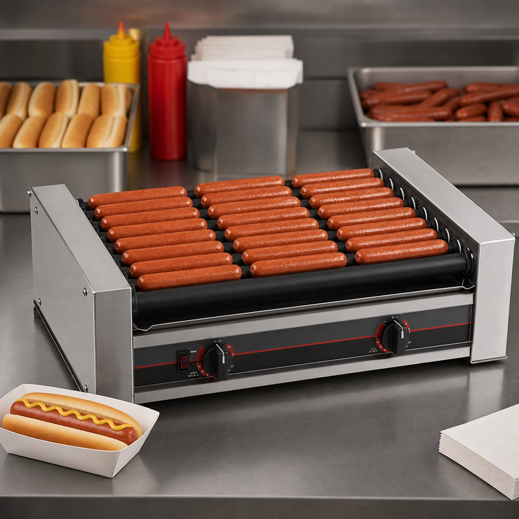 Product image #3 for Roll-A-Grill 27-Hot-Dog Capacity Roller Grill with 10 GripsIt Coated Rollers